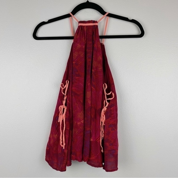 Free People Red Season In The Sun Halter Lace Up Tank Top Size XS - Picture 6 of 10